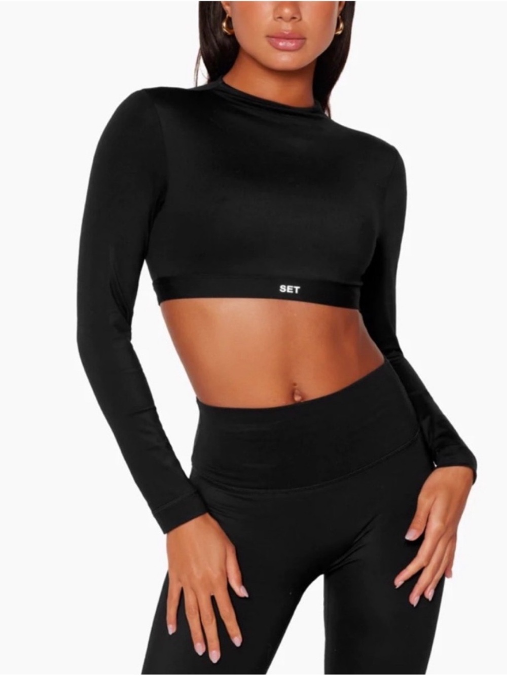 SET Active Black Long-Sleeve Crop Top